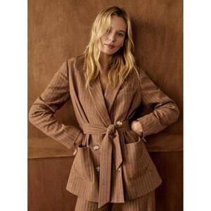 Sézane Beryn Jacket in Ecru/Brown Stripes Size 44 US 12